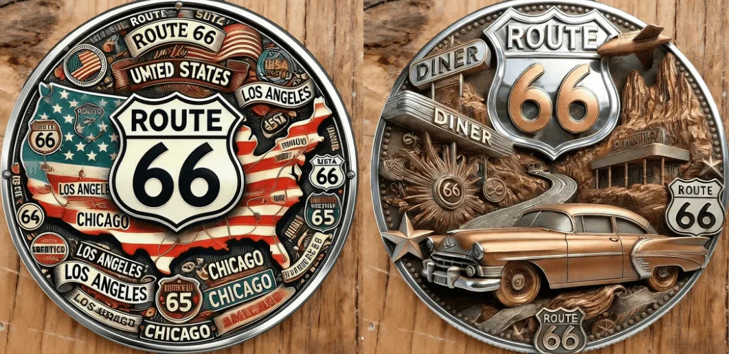 🏆NEW YEAR 60% OFF - Route 66 Freedom Commemorative Medallion 🪙🛣️🦅